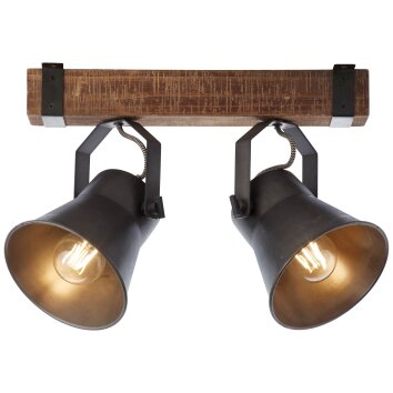 Brilliant-Leuchten Decca Plafondlamp Hout donker, Zwart, 2-lichts