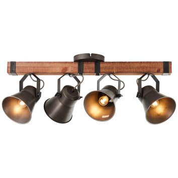 Brilliant-Leuchten Decca Plafondlamp Hout donker, Zwart, 4-lichts