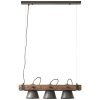 Brilliant-Leuchten Decca Hanglamp Hout donker, Zwart, 3-lichts