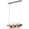 Brilliant-Leuchten Decca Hanglamp Hout donker, Zwart, 3-lichts