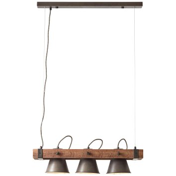 Brilliant-Leuchten Decca Hanglamp Hout donker, Zwart, 3-lichts