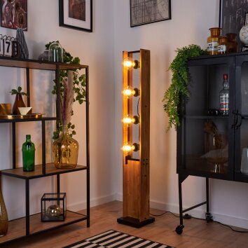 Maahui Staande lamp Natuurlijke kleuren, Zwart, 4-lichts