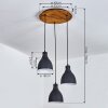 Malabe Hanger Hout donker, Zwart, 3-lichts