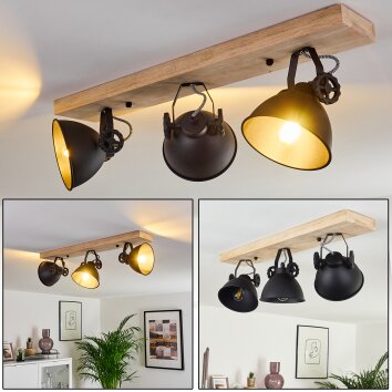 Svanfolk Plafondlamp Hout licht, Zwart, 3-lichts