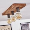 Amnicon Plafondlamp Hout licht, Zwart, 3-lichts