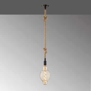 Fischer-Honsel Rope Hanglamp Zwart, 1-licht