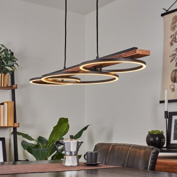 Pompu Hanglamp LED Bruin, Zwart, 3-lichts