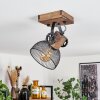 Orny Plafondlamp Hout donker, Zwart, 1-licht