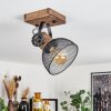 Orny Plafondlamp Hout donker, Zwart, 1-licht