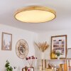 Bagaha Plafondlamp LED Bruin, houtlook, 1-licht, Afstandsbediening