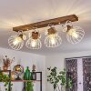 Orny Plafondlamp Hout donker, Wit, 4-lichts