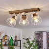 Orny Plafondlamp Hout donker, Wit, 3-lichts