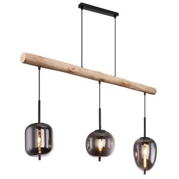 Globo BLACKY Hanglamp Natuurlijke kleuren, Zwart, 3-lichts