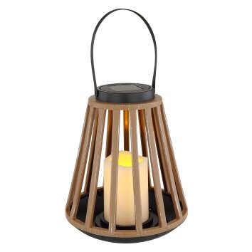 Globo Solarlamp LED houtlook, Zwart, 1-licht