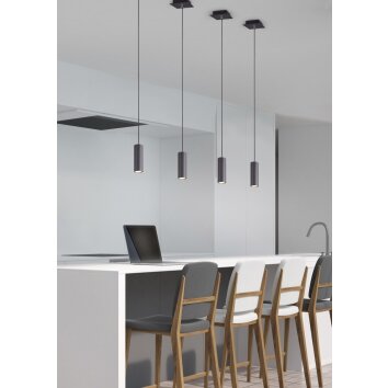 Trio MARLEY Hanglamp Zwart, 4-lichts