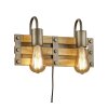 Mallard Muurlamp Hout licht, Zilver, 2-lichts