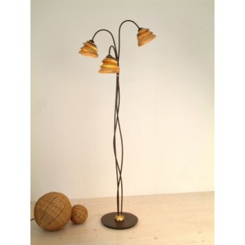 Holländer SNAIL ONE Staande lamp Bruin, Goud, 3-lichts