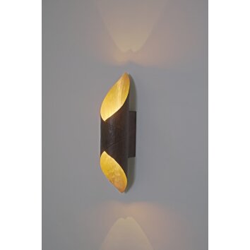 Holländer ORGANO Muurlamp Bruin, Goud, Zwart, 2-lichts