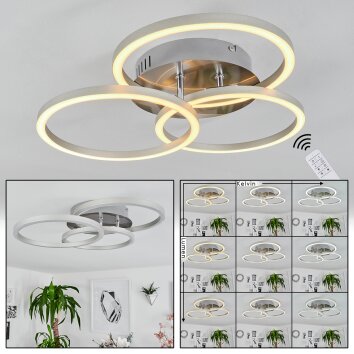 Xena Plafondlamp LED Nikkel mat, 1-licht, Afstandsbediening