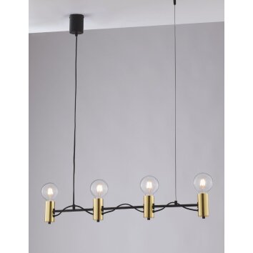 Gnarp Hanglamp Zwart-Goud, 4-lichts