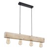 Globo ADALIE Hanger Hout licht, Zwart, 4-lichts