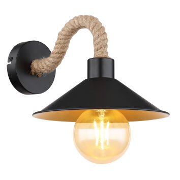 Globo DIANA Muurlamp Natuurlijke kleuren, Zwart, 1-licht