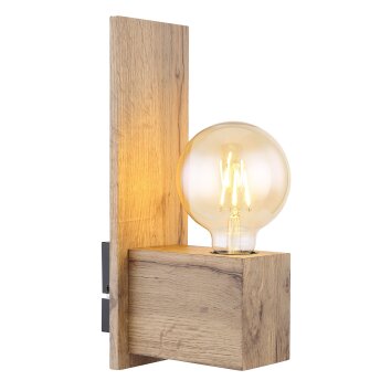 Globo ERNA Muurlamp Hout licht, Zwart, 1-licht