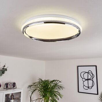 Alberton Plafondpaneel LED Chroom, Transparant, Helder, Wit, 1-licht