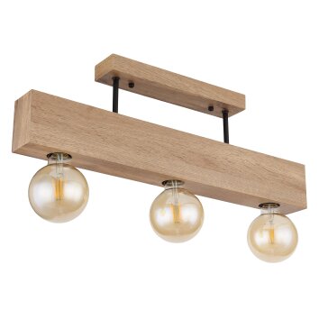 Globo ERNA Plafondlamp Hout licht, Zwart, 3-lichts