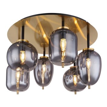 Globo BLACKY Plafondlamp Messing, Zwart, 6-lichts