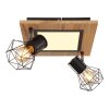 Globo PRISKA Plafondlamp houtlook, Zwart, Wit, 3-lichts