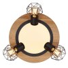 Globo PRISKA Plafondlamp houtlook, Zwart, Wit, 4-lichts