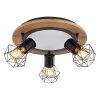 Globo PRISKA Plafondlamp houtlook, Zwart, Wit, 4-lichts