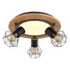 Globo PRISKA Plafondlamp houtlook, Zwart, Wit, 4-lichts