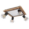 Globo PRISKA Plafondlamp houtlook, Zwart, Wit, 5-lichts