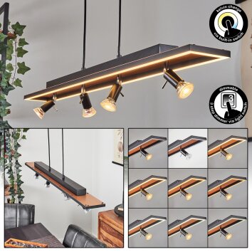 Deadwood Hanglamp LED Bruin, houtlook, 5-lichts