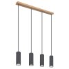 Globo ROBBY Hanger houtlook, Zwart, 4-lichts