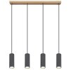 Globo ROBBY Hanger houtlook, Zwart, 4-lichts