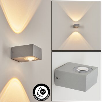 Curvel Buiten muurverlichting LED Zilver, 2-lichts