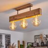 Heimola Plafondlamp Bruin, houtlook, Zwart, 3-lichts