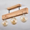 Heimola Plafondlamp Bruin, houtlook, Zwart, 3-lichts