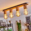 Heimola Plafondlamp Bruin, houtlook, Zwart, 4-lichts