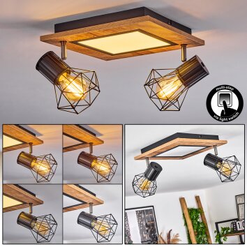 Bardhaman Plafondlamp LED Chroom, houtlook, Zwart, Wit, 3-lichts