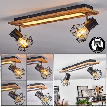 Bardhaman Plafondlamp LED Chroom, houtlook, Zwart, Wit, 3-lichts