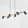 Zuoz Hanglamp Messing, Zwart, 6-lichts