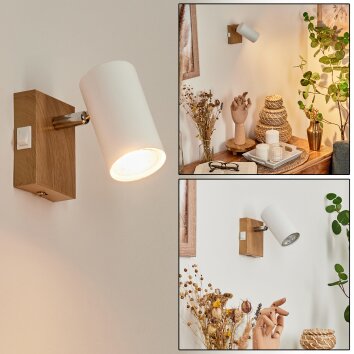 Javel Muurlamp Chroom, houtlook, Natuurlijke kleuren, 1-licht