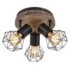 Gobo PRISKA Plafondlamp houtlook, Zwart, 3-lichts