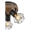 Gobo PRISKA Plafondlamp houtlook, Zwart, 3-lichts