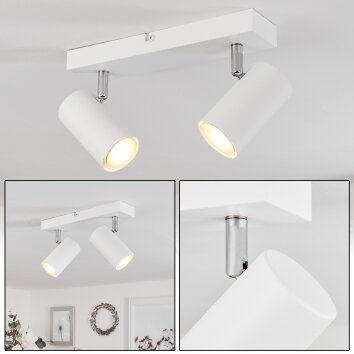 Javel Plafondlamp Chroom, Wit, 2-lichts