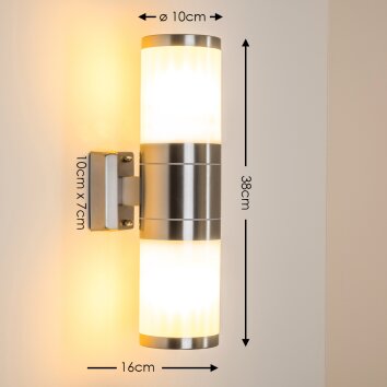 Tolsona Buiten muurverlichting roestvrij staal, 2-lichts